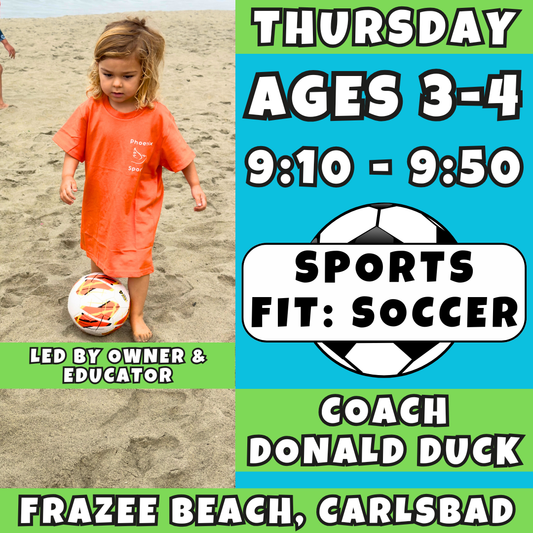 4/23 - 6/11 | Ages 3-4<br>Thursday Beach Sports<br>Frazee Beach, Carlsbad<br>10 Total Spots