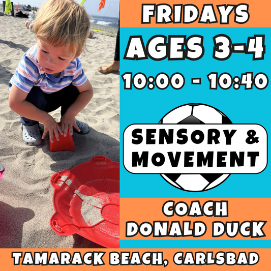 5/15 - 6/18 | Ages 3-4<br>Friday Sensory & Sports Fitness<br>Tamarack Beach, Carlsbad<br>10 Total Spots