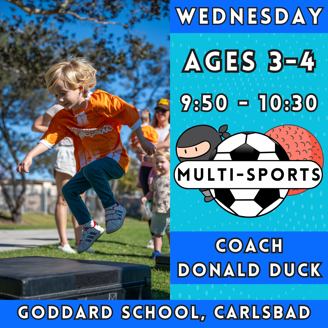 9:50 - 10:30 | Ages 3-4<br>Wednesday Kids Enrichment<br>Goddard School, Carlsbad<br>MUST ATTEND GODDARD