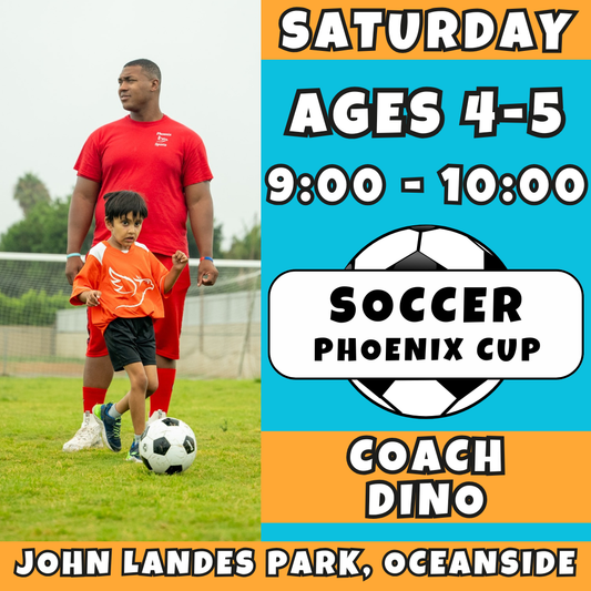 6/6 - 7/25 | Ages 4-5<br>Phoenix Cup Saturdays<br>John Landes Park, Oceanside<br>16 Total Spots