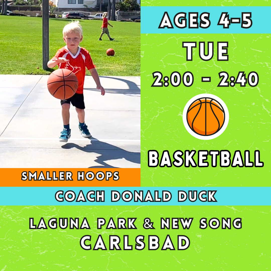 6/11 - 7/30 | Ages 4-5<br>New Song Church, Carlsbad<br>8 Tuesday Kids Basketball Camps