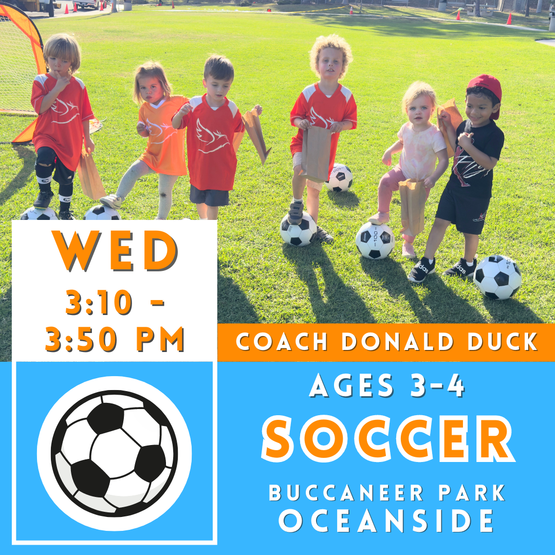 OFFLINE | Ages 3-4<br>Buccaneer Park, Oceanside<br>8 Wednesday Kids Soccer Camps