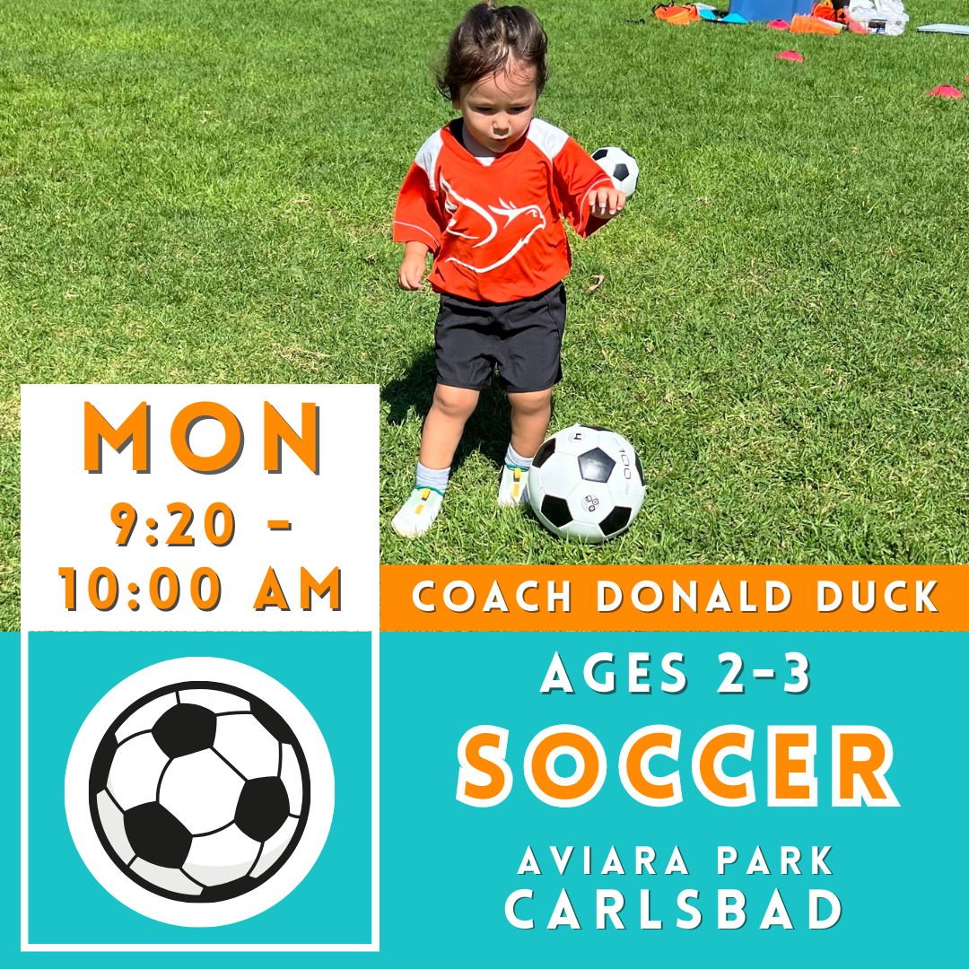 3/18 - 5/13 | Ages 2-3<br>Aviara Park, Carlsbad<br>8 Monday Toddler Soccer Camps AM
