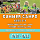 6/10 - 6/14 | Mon - Fri | 8:30 - 4:00<br>Sports, Art, Martial Arts, Fitness & Yoga<br>Laguna (Kelly) Park, Carlsbad<br>Ages 3-9 | Separated Age Groups