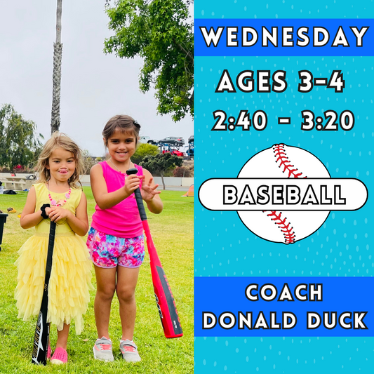 11/6 - 1/15 | Ages 3-4<br>Wednesday Kids Baseball<br>Laguna (Kelly) Park, Carlsbad