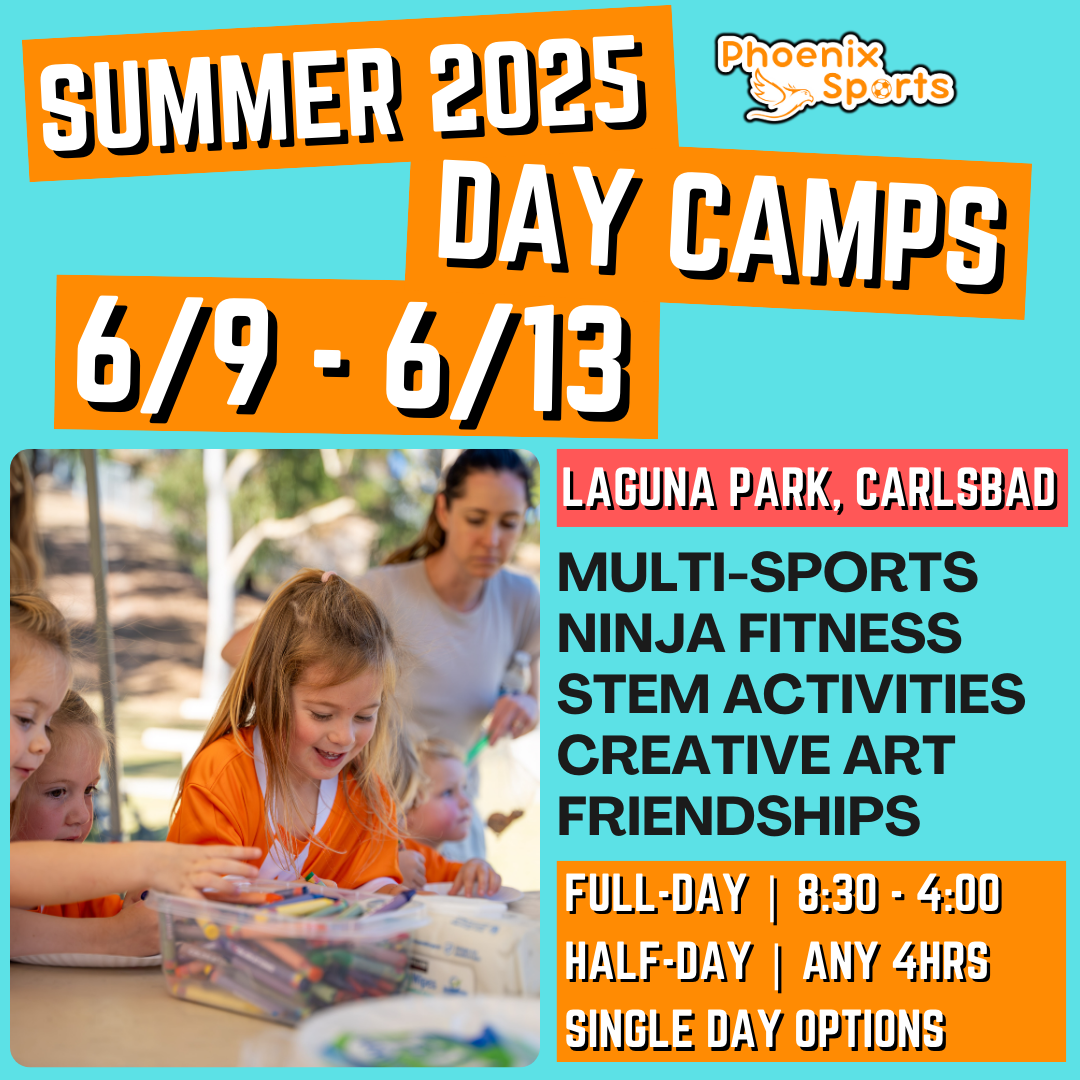 6/9 - 6/13 | 8:30 - 4:00<br>Ages 3-7 | Mon - Fri<br>STEM, Sports, Martial Arts<br>Laguna (Kelly) Park, Carlsbad<br>Separated Age Groups