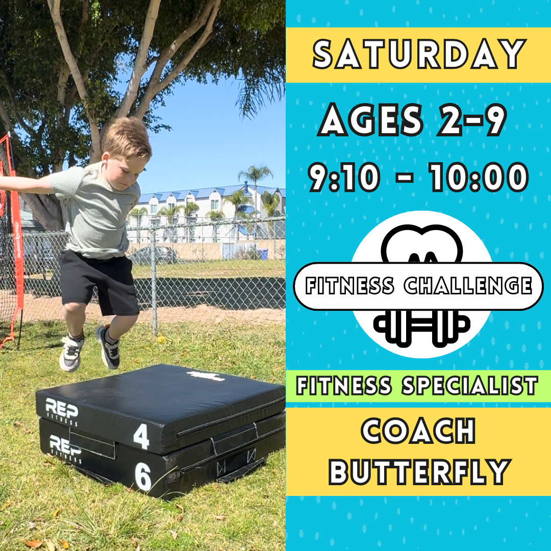 1/11 - 3/8 | Ages 2-9<br>Saturday Kids Fitness Challenges<br>New Song Church, Carlsbad