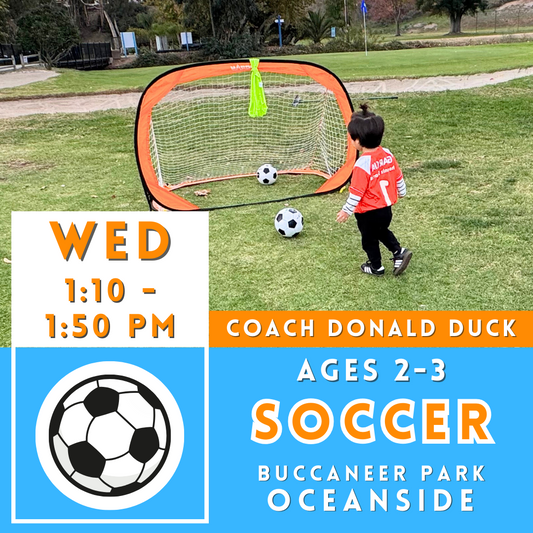 4/17 - 6/5 | Ages 2-3<br>Buccaneer Park, Oceanside<br>8 Wednesday Toddler Soccer Camps