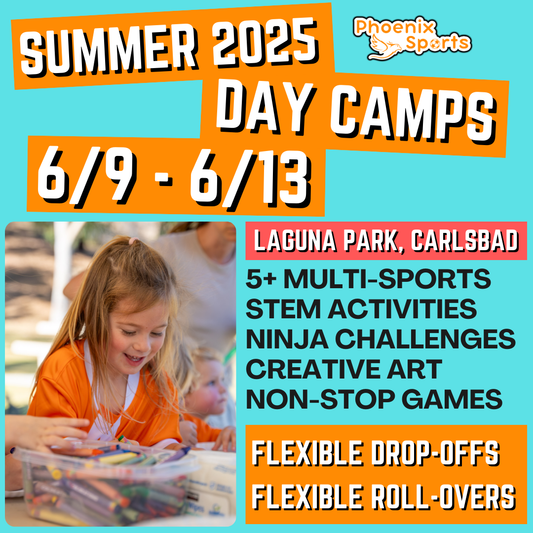 6/9 - 6/13 | 8:30 - 4:00<br>Ages 3-7 | Mon - Fri<br>STEM, Sports, Ninja Fitness<br>Laguna (Kelly) Park, Carlsbad<br>Separated Age Groups