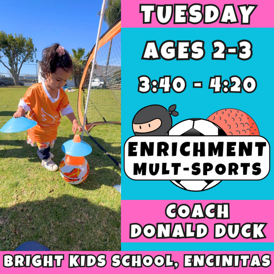 3:40 - 4:20 | Ages 2-3<br>Tuesdays Toddler Enrichment<br>Bright Kids School, Encinitas<br>MUST ATTEND BRIGHT KIDS