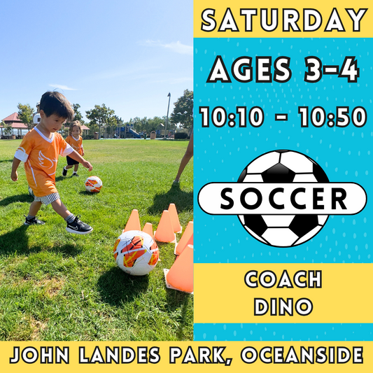 1/11 - 3/8 | Ages 3-4<br>Saturday Kids Soccer<br>John Landes Park, Oceanside