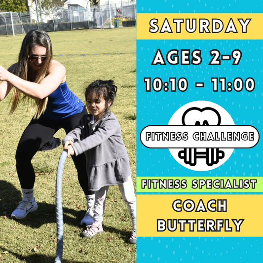 1/11 - 3/8 | Ages 2-9<br>Saturday Kids Fitness Challenges<br>New Song Church, Carlsbad