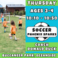 8/14 - 10/2 | Ages 3-4<br>Thursday Kids Soccer<br>Buccaneer Park, Oceanside<br>10 Total Spots