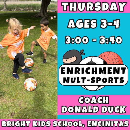 3:00 - 3:40 | Ages 3-4<br>Thursday Toddler Enrichment<br>Bright Kids School, Encinitas<br>MUST ATTEND BRIGHT KIDS