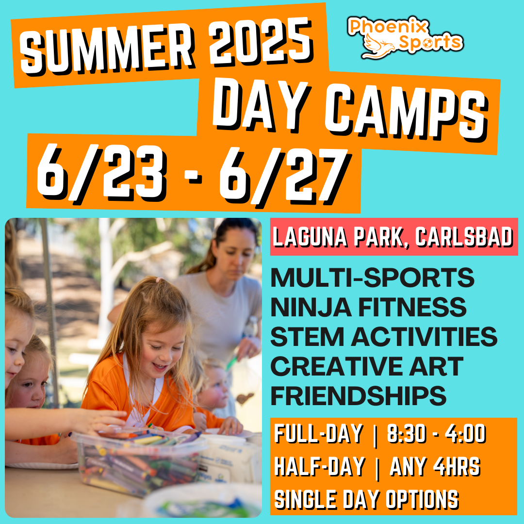 6/23 - 6/27 | 8:30 - 4:00<br>Ages 3-7 | Mon - Fri<br>STEM, Sports, Martial Arts<br>Laguna (Kelly) Park, Carlsbad<br>Separated Age Groups