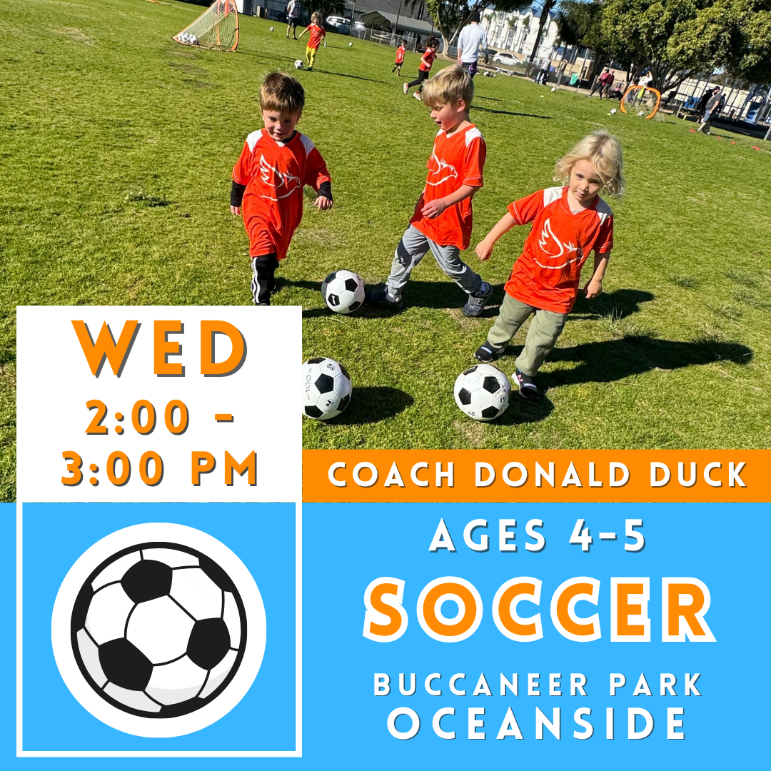 OFFLINE | Ages 4-5<br>Buccaneer Park, Oceanside<br>8 Wednesday Kids Soccer Camps