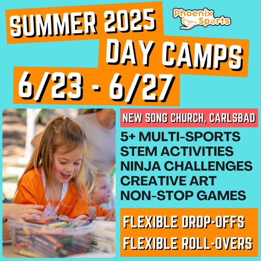 6/23 - 6/27 | 8:30 - 4:00<br>Ages 3-7 | Mon - Fri<br>STEM, Sports, Ninja Fitness<br>New Song Church, Carlsbad<br>Separated Age Groups