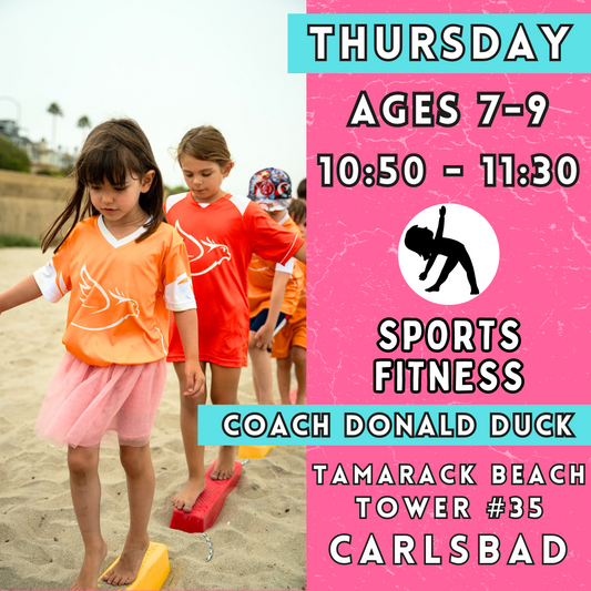 8/15 - 10/10 | Ages 7-9<br>Thursday Kids Soccer Fitness<br>Tamarack Beach, Carlsbad