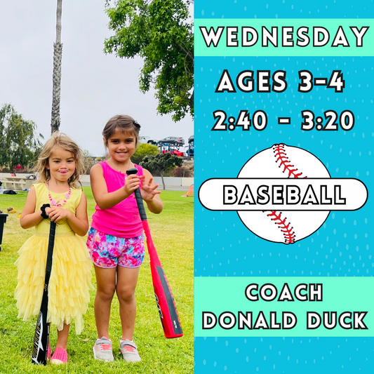 11/6 - 1/15 | Ages 3-4<br>Wednesday Kids Baseball<br>Laguna (Kelly) Park, Carlsbad