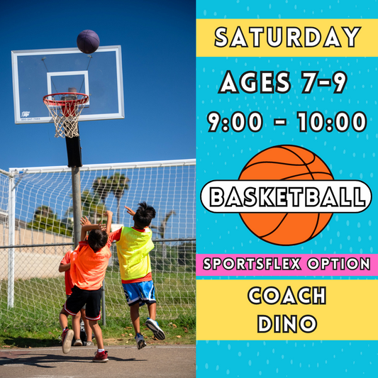 1/11 - 3/8 | Ages 7-9<br>Saturday Kids Basketball Camps<br>New Song Church, Carlsbad