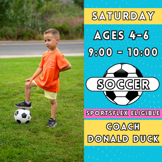 1/11 - 3/8 | Ages 4-6<br>Saturday Kids Soccer<br>New Song Church, Carlsbad