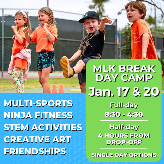 1/17 & 1/20 | Fri & Mon<br>8:30-4:30 PM | Ages 3-9<br>Sports, STEM, Ninja Fitness<br>Kelly Elementary Park, Carlsbad