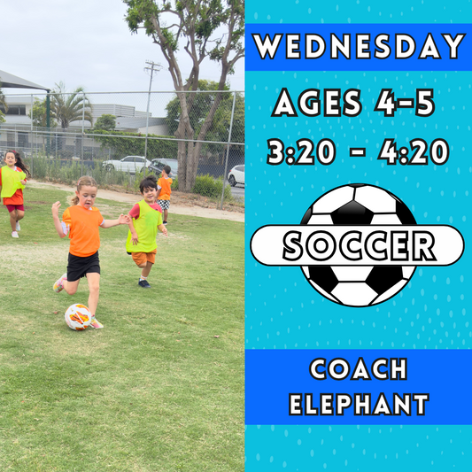 10/23 - 12/18 | Ages 4-5<br>Wednesday Kids Soccer<br>Laguna (Kelly) Park, Carlsbad