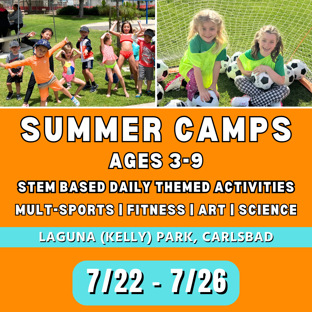 OFFLINE | Mon - Fri<br>8:30 - 5:00PM | Ages 3-9<br>STEAM Themed Days & Multi-Sports<br>Separated Age Groups<br>Laguna (Kelly) Park, Carlsbad