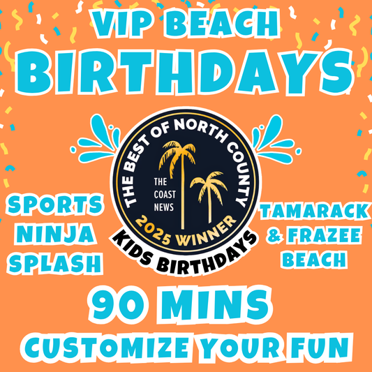 VIP BEACH BIRTHDAY<br>Sports & Ninja Birthdays<br>3 Hour Permit | 90mins Activities