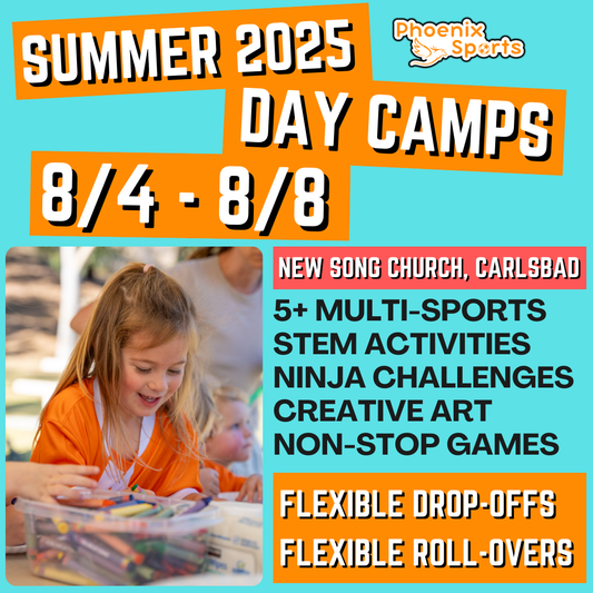 8/4 - 8/8 | 8:30 - 4:00<br>Ages 3-7 | Mon - Fri<br>STEM, Sports, Ninja Fitness<br>New Song Church, Carlsbad<br>Separated Age Groups