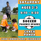 1/24 - 3/14 | Ages 2-3<br>Saturday Kids Soccer<br>John Landes Park, Oceanside<br>10 Total Spots
