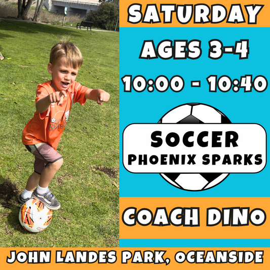 9/27 - 11/15 | Ages 3-4<br>Saturday Kids Soccer<br>John Landes Park, Oceanside<br>10 Total Spots
