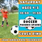 9/27 - 11/15 | Ages 4-5<br>Saturday Kids Soccer<br>John Landes Park, Oceanside<br>10 Total Spots