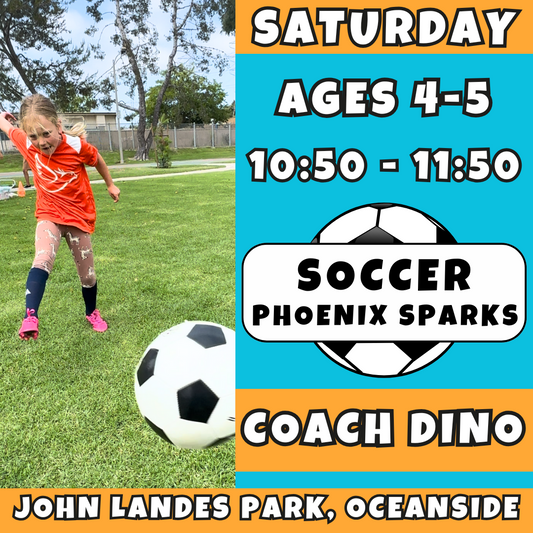 9/27 - 11/15 | Ages 4-5<br>Saturday Kids Soccer<br>John Landes Park, Oceanside<br>10 Total Spots