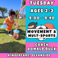 9:00 - 9:40 | Ages 2-3<br>Tuesday Kids Enrichment<br>Kindercare, Oceanside<br>MUST ATTEND KINDERCARE
