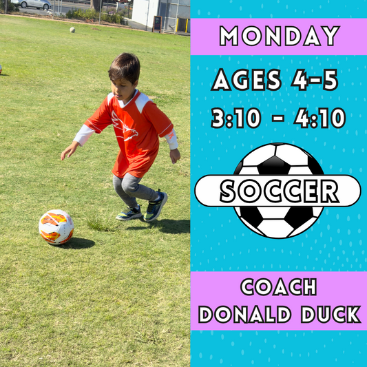 1/6 - 3/3 | Ages 4-5<br>Monday Kids Soccer<br>Rancho Club Golf Course, Carlsbad