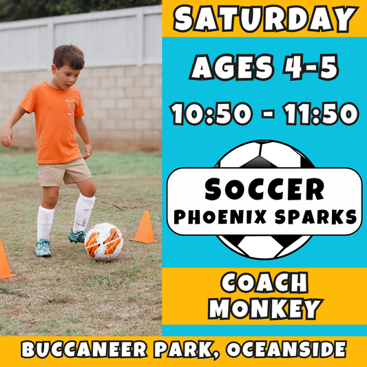 10/18 - 12/20 | Ages 4-5<br>Saturday Kids Soccer<br>Buccaneer Park, Oceanside<br>10 Total Spots (Copy)