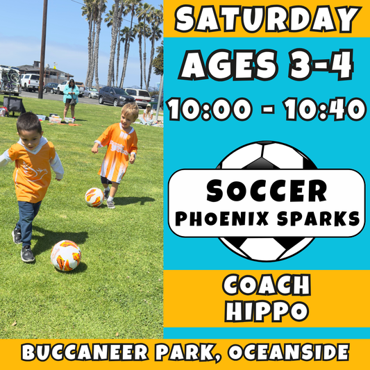 3/14 - 5/9  | Ages 3-4<br>Saturday Kids Soccer<br>Buccaneer Park, Oceanside<br>10 Total Spots