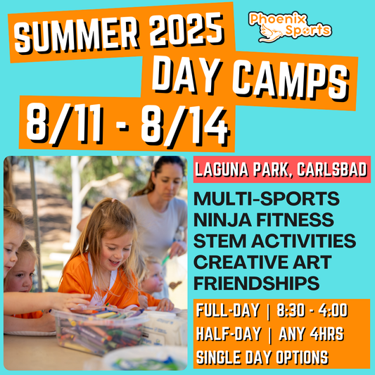 8/11 - 8/15 | 8:30 - 4:00<br>Ages 3-7 | Mon - Fri<br>STEM, Sports, Martial Arts<br>Laguna (Kelly) Park, Carlsbad<br>Separated Age Groups