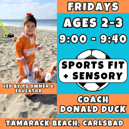 4/17 - 6/5 | Ages 2-3<br>Friday: Sensory & Sports Fitness<br>Tamarack Beach, Carlsbad<br>10 Total Spots