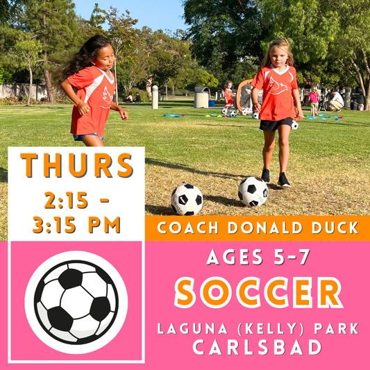 2/22 - 4/18 | Ages 5-7<br>Laguna (Kelly) Park, Carlsbad<br>8 Thursday Kids Soccer Camps PM