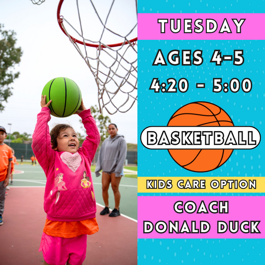 11/12 - 1/14 | Ages 4-5<br>Tuesday Kids Basketball Camps<br>Kelly Elementary, Carlsbad