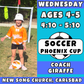 3/18 - 5/20 | Ages 4-5<br>Phoenix Cup Wednesdays<br>New Song Church, Carlsbad<br>16 Total Spots