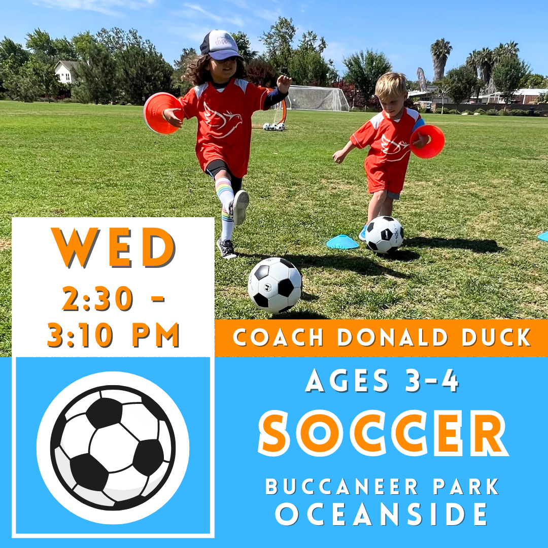 5/22 - 7/10 | Ages 3-4<br>Buccaneer Park, Oceanside<br>8 Wednesday Toddler Soccer Camps