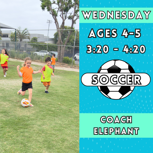 10/23 - 12/18 | Ages 4-5<br>Wednesday Kids Soccer<br>Laguna (Kelly) Park, Carlsbad