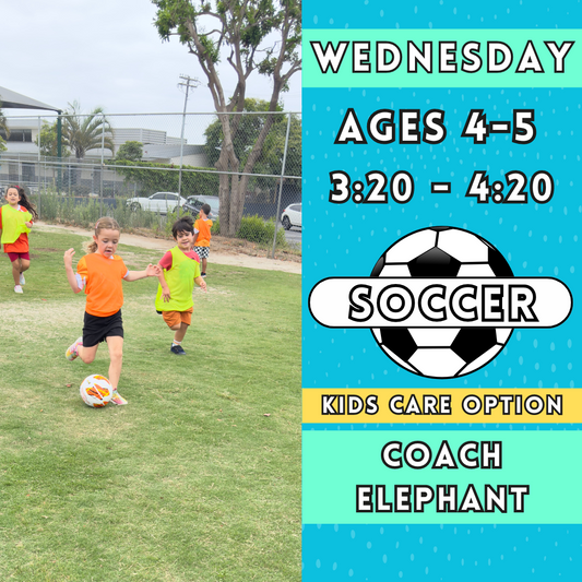 10/23 - 12/18 | Ages 4-5<br>Wednesday Kids Soccer<br>Laguna (Kelly) Park, Carlsbad