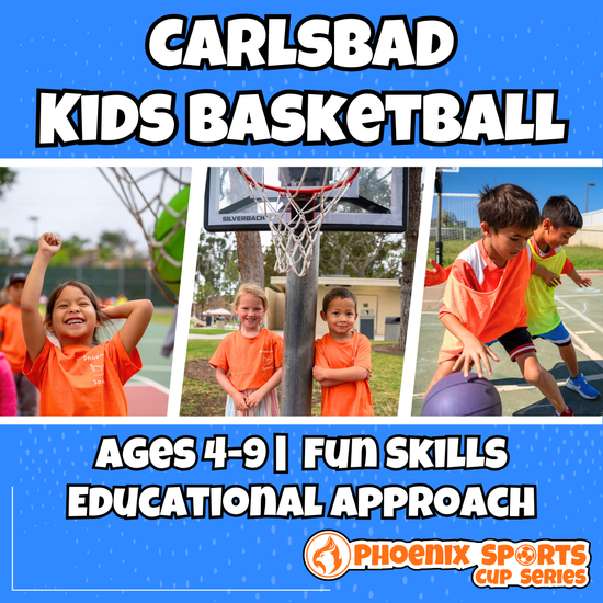 Junior basketball coaching in Carlsbad for ages 5 to 9 teaching shooting form and team defensive play.